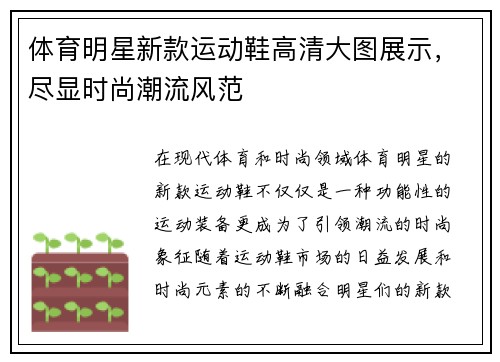 体育明星新款运动鞋高清大图展示，尽显时尚潮流风范